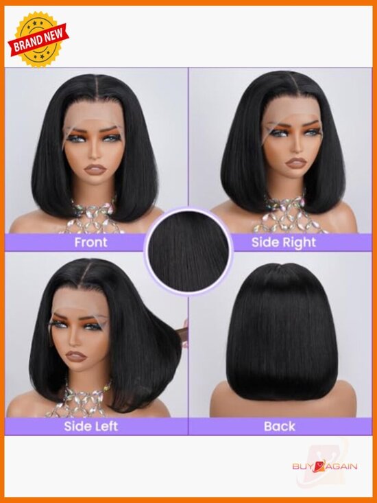 14 Inch Short Bob Wig Straight 13X4 HD Lace Front Wig Human Hair 150 Density main image 2